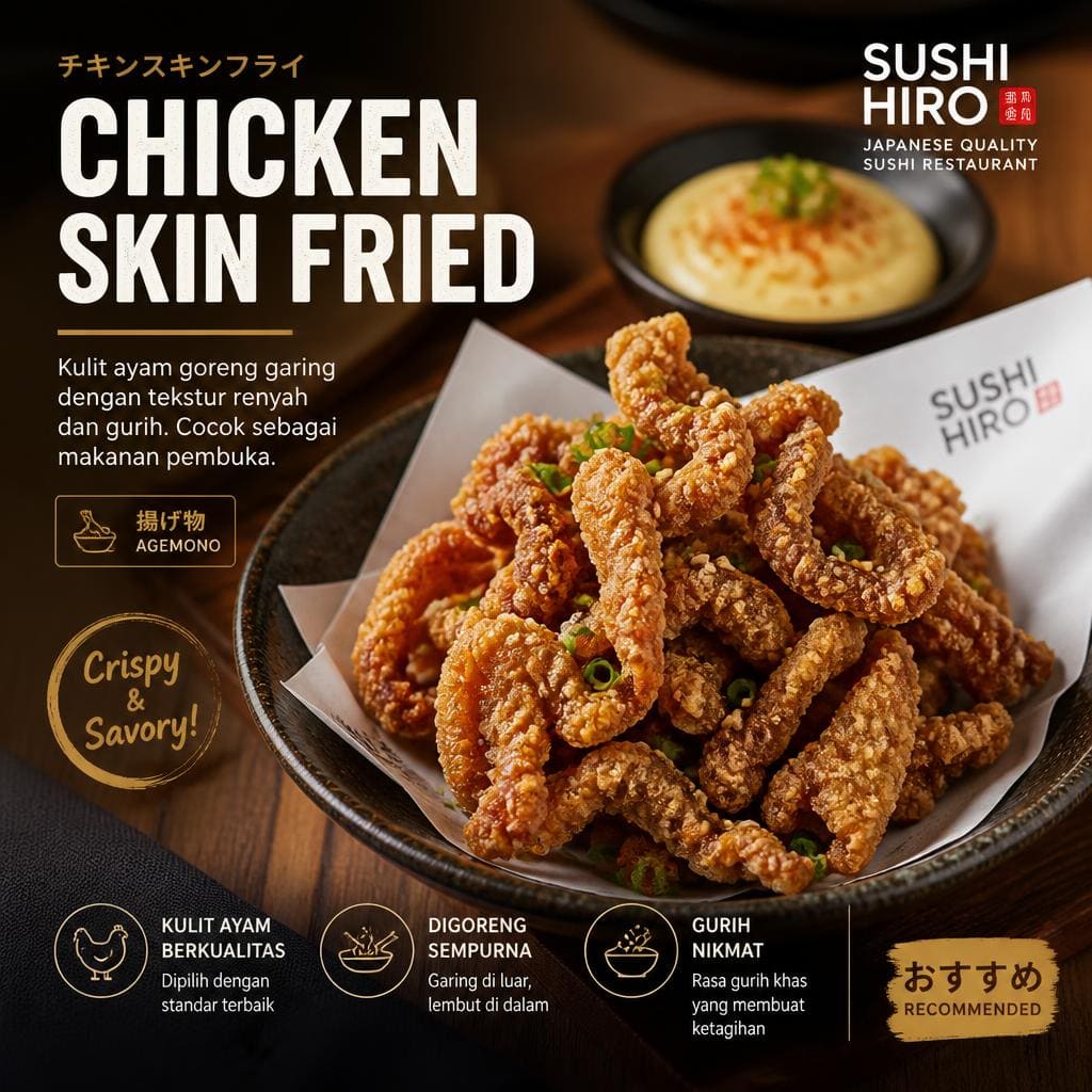 Chicken Skin Fried Sushi Hiro menu kulit ayam goreng